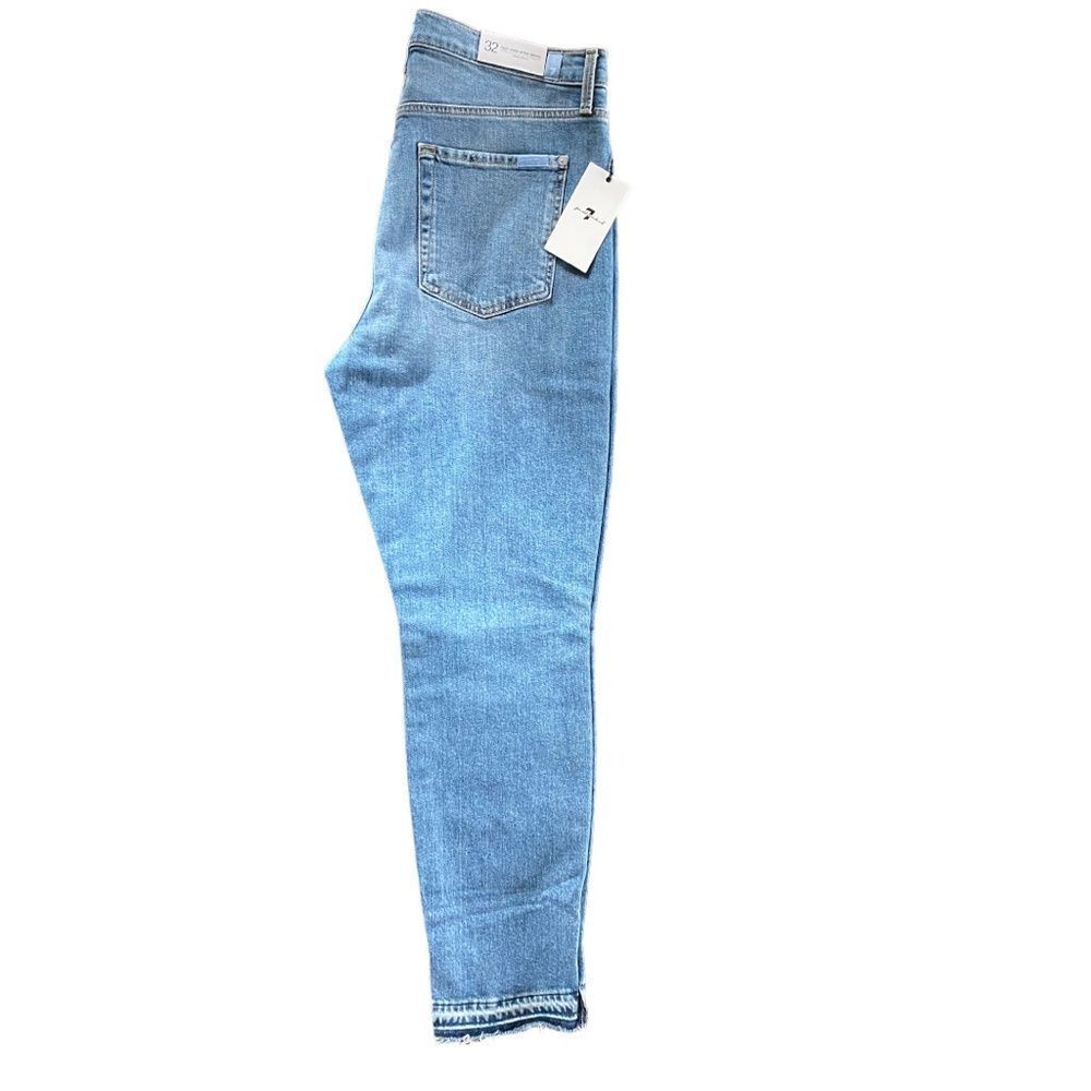 7 For All Mankind Women's Blue Step Hem Crop Denim Skinny Jeans Size 32 NWT - Picture 7 of 15